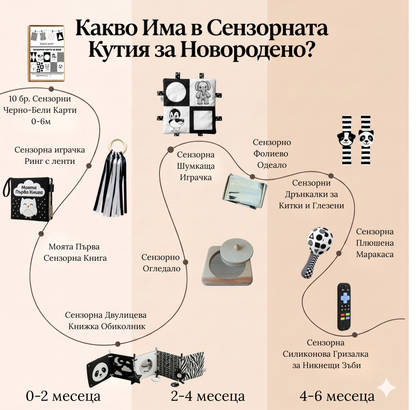 Сензорна кутия за новородено (0-6 месеца)
