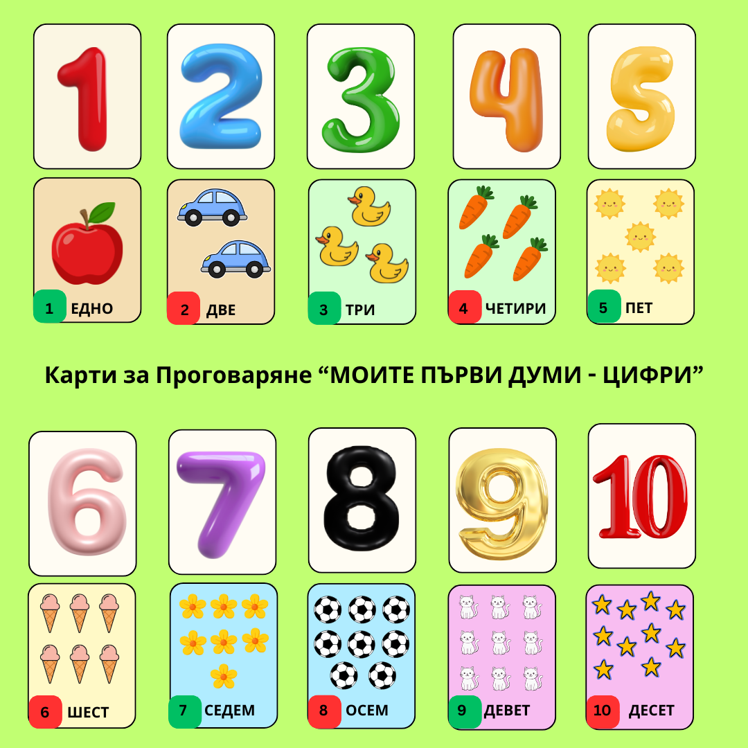 Карти за Проговаряне "Моите Първи Числа"