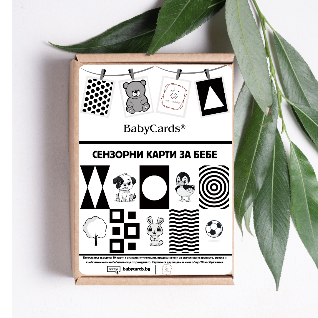 Черно-бели Стимулиращи Карти за Бебе BabyCards 0-6 месеца