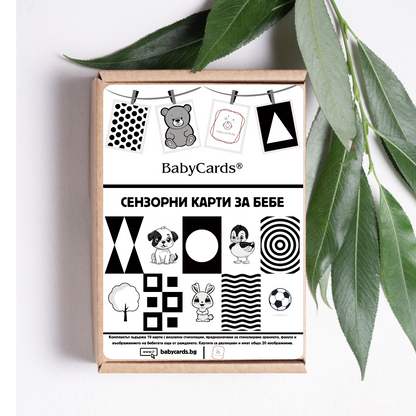 Черно-бели Стимулиращи Карти за Бебе BabyCards 0-6 месеца